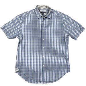 Johnston & Murphy Button Down Shirt Mens Medium Tailor Fit Short Sleeve